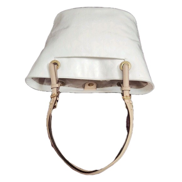 Michael Kors Jet Set Travel Medium Saffiano Leather Top-Clip Tote Bag in White - Picture 8 of 13